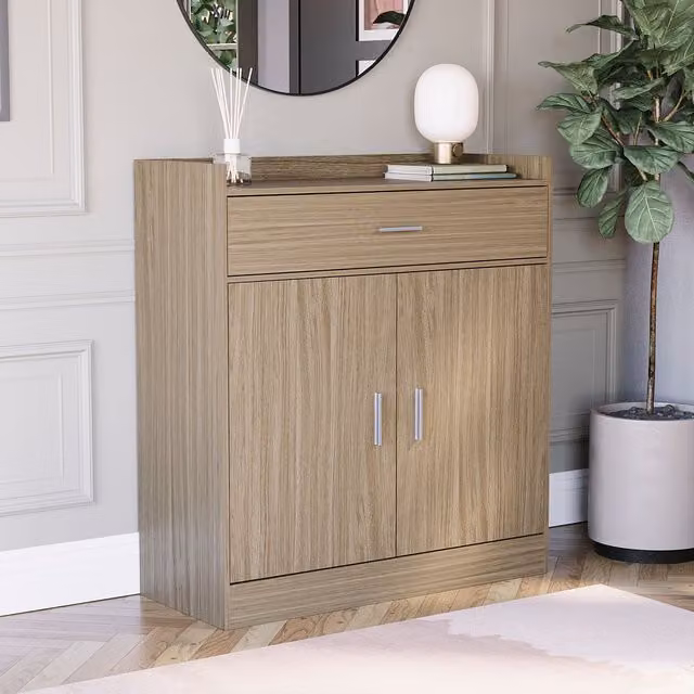Vida Designs Dalby Modern 2 Door 1 Drawer Shoe Cabinet in Brown – 1