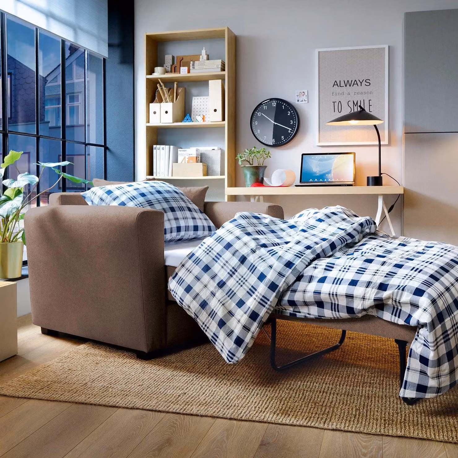 Abakus Direct Olly Single Sofa Bed in Tan Brown Linen Fabric – 2