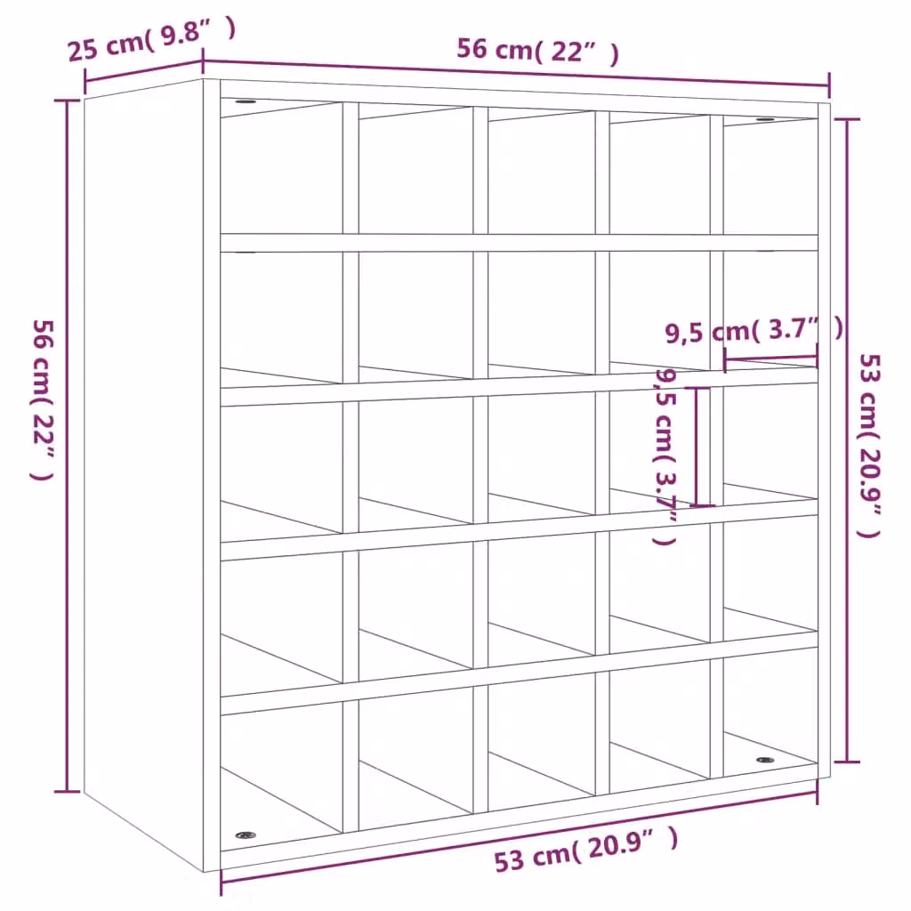 Berkfield Home White Rustic Solid Wood Pine Wine Cabinet with Bottle Rack W/D/H: 56 x 25 x 56 cm – 3