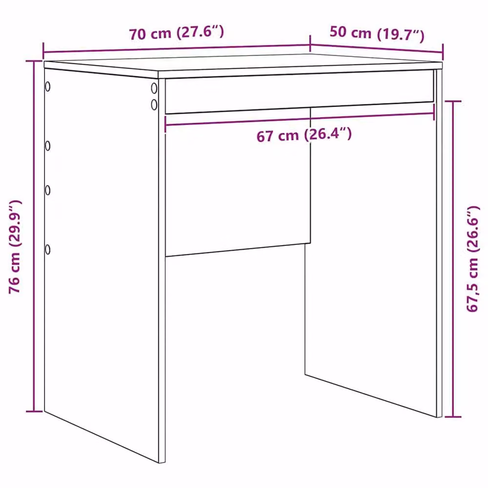 Berkfield Home Grey Writing Desk, W/D/H: 70 x 50 x 76 cm – 6