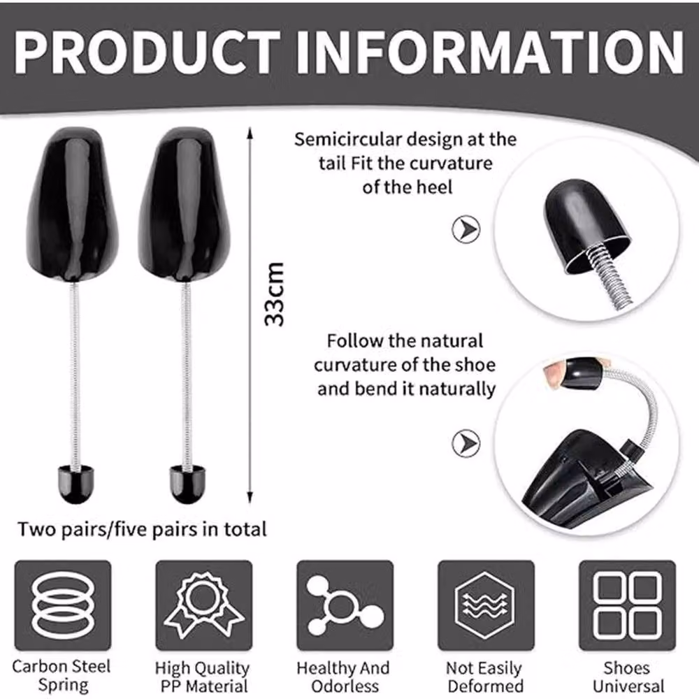 NESTLUNE Adjustable Plastic Shoe Tree Shaper and Keeper for Men and Women, Black – 1