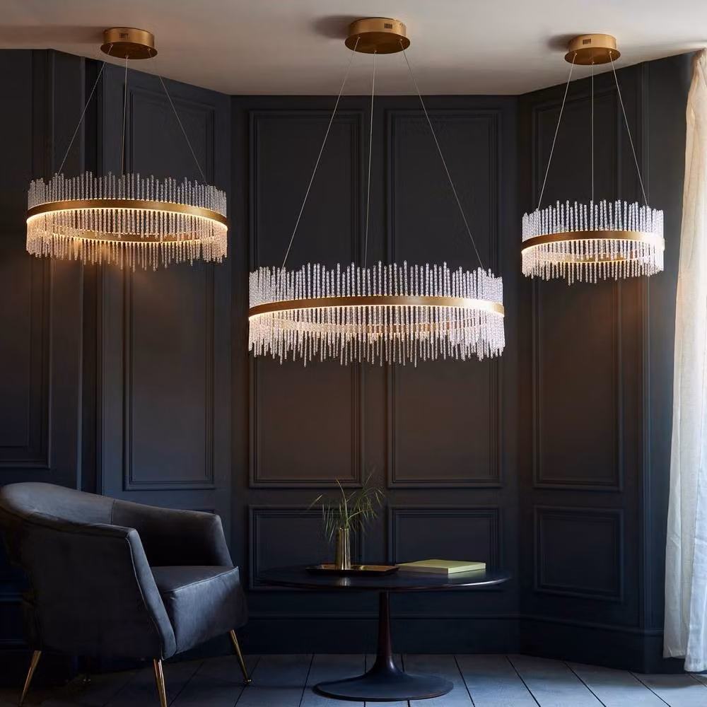 Netlighting Trapani Dimmable LED Pendant Ceiling Light in Brushed Gold with Transparent Glass – 4