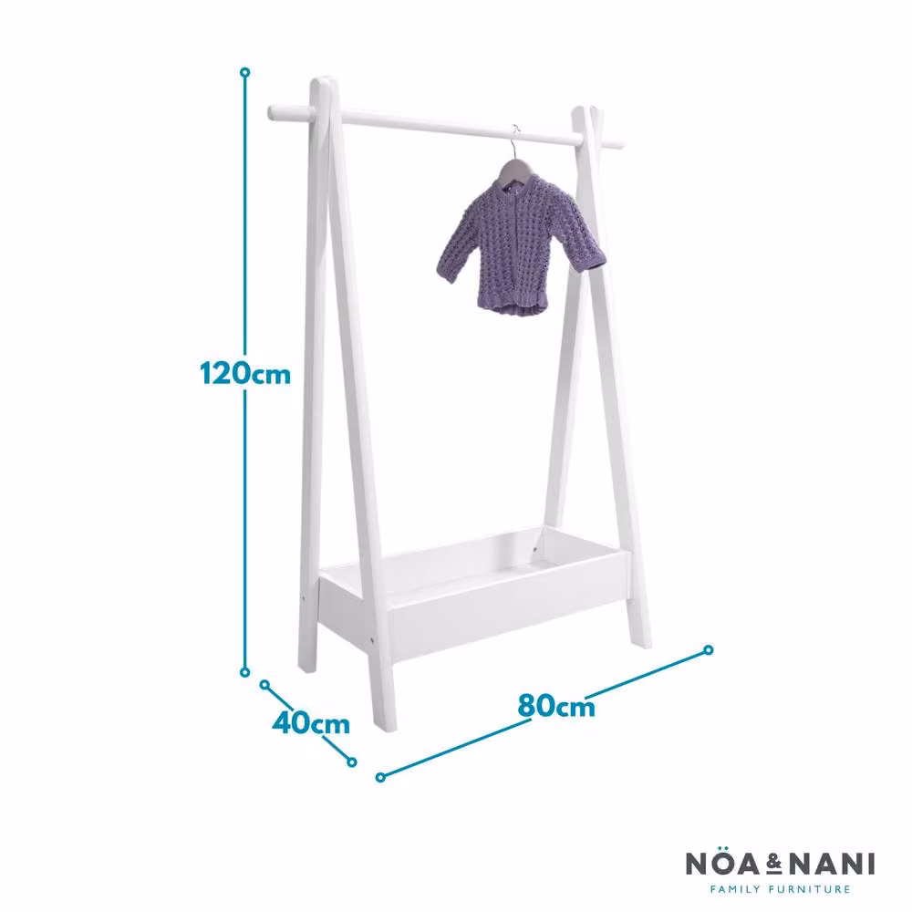 Nöa and Nani Orvar White Lacquered Pine Clothes Rail Organiser for Children's Rooms, Width: 120 cm – 2