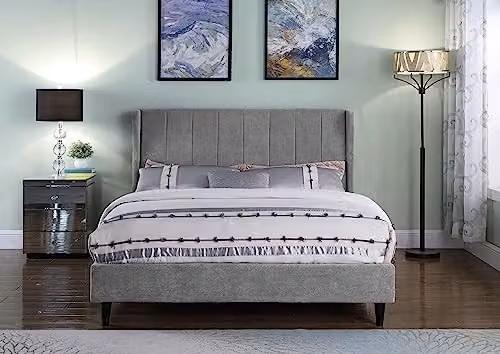 Seconique Amelia King Size Upholstered Velvet Bed Frame in Grey, W/D/H: 180 x 200 x 115 cm – 2