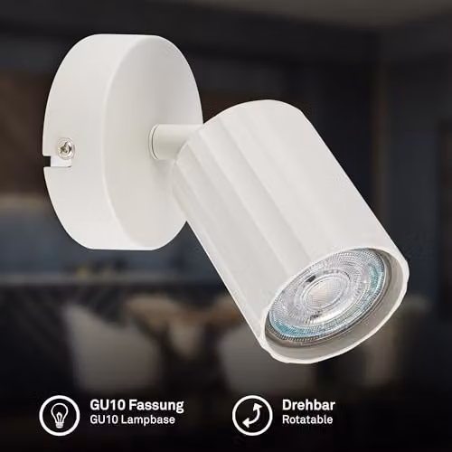 Briloner White Metal Adjustable Wall Lamp with GU10 Spotlight, W/D/H: 8 x 8 x 12.5 cm – 2