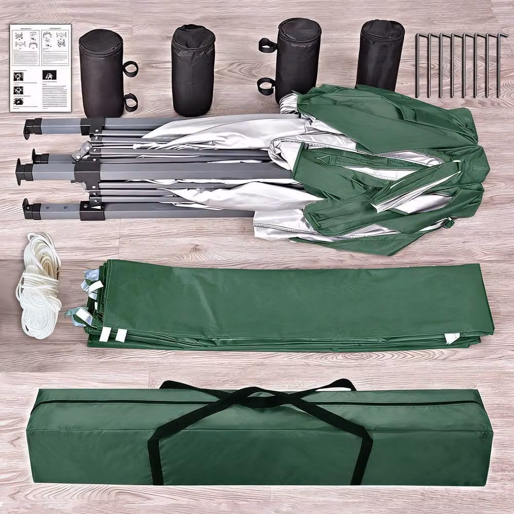 MCC Direct Green Pop Up Gazebo with Removable Sides and Storage Bag, W/D/H: 300 x 300 x 255 cm – 6
