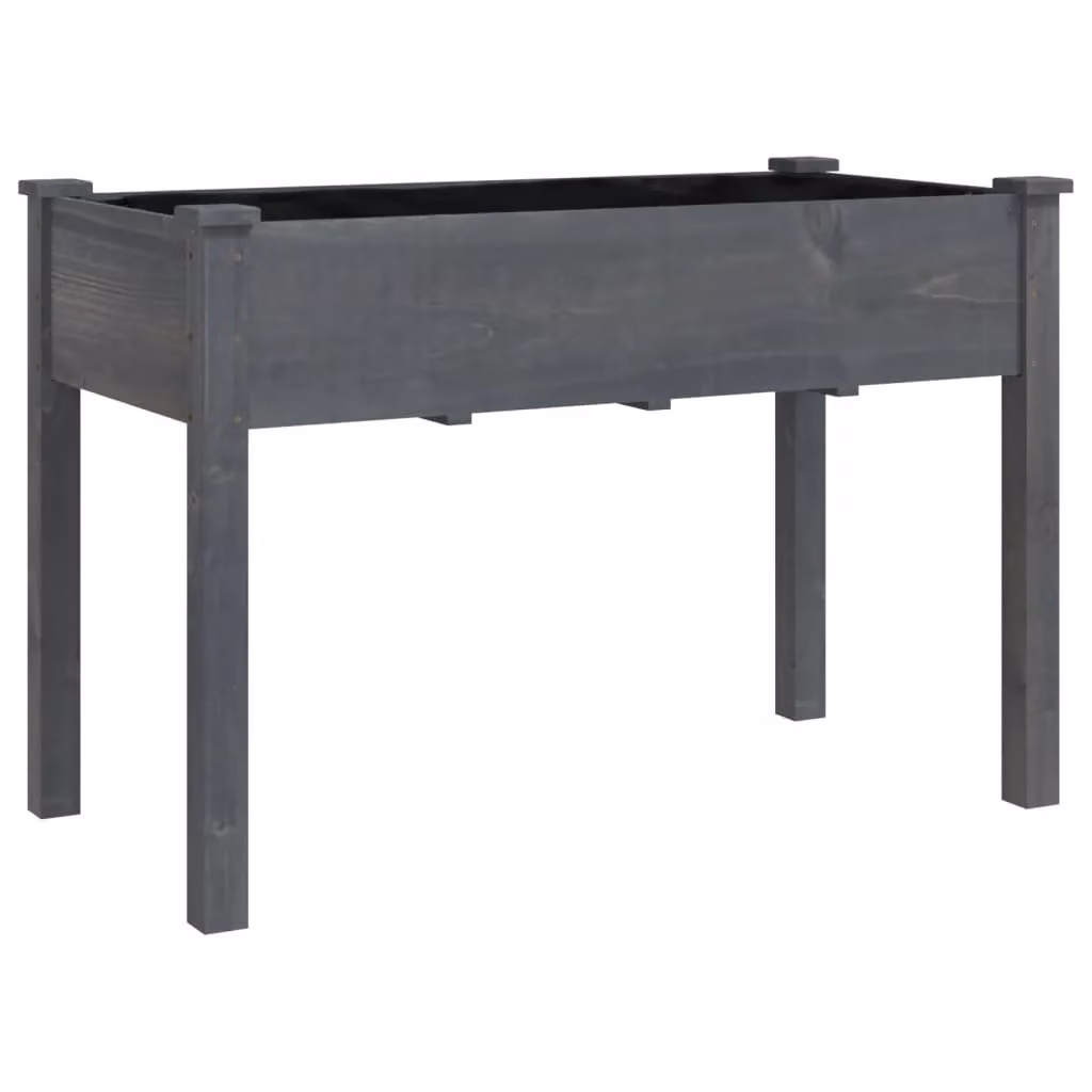 Berkfield Home Grey Solid Wood Fir Planter with Liner W/D/H: 118 x 59 x 76 cm – 2