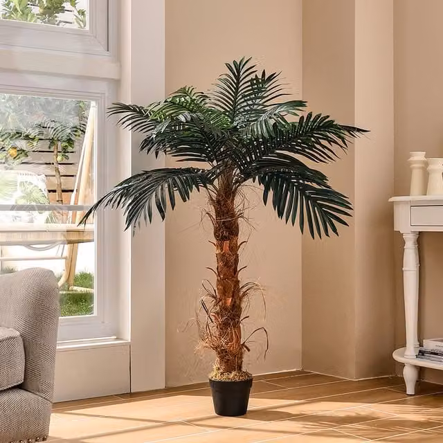 Livingandhome Artificial Green Palm Tree Tabletop Decor, Height: 120 cm