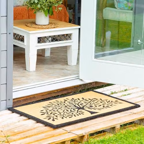 Nicola Spring Tree of Life Coir Door Mat, Brown and Multicolour, W: 90 cm, D: 60 cm – 5