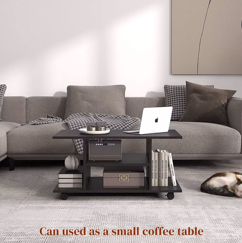 STILVORA Black Minimalist TV Unit with Media Compartments and Matt Finish – 2