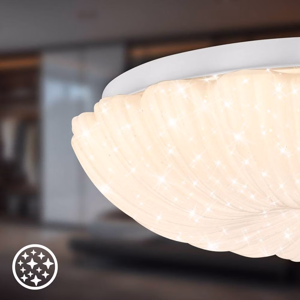 Briloner White LED Ceiling Light with Starry Sky Effect, Warm White 3000K, W/D/H: 28.5 x 28.5 x 7.5 cm – 3