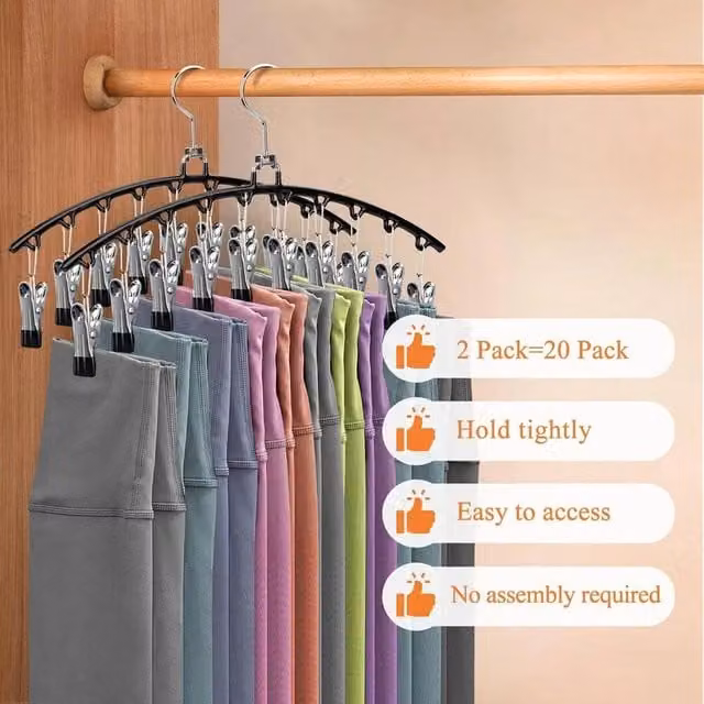 NESTLUNE 4-Piece Metal Yoga Pants Hangers with Clips in Black, W: 15 cm, L: 100 cm – 1
