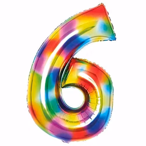 AMS Large Number 6 Hanging Rainbow Decoration in Multicolour for Birthdays and Anniversaries