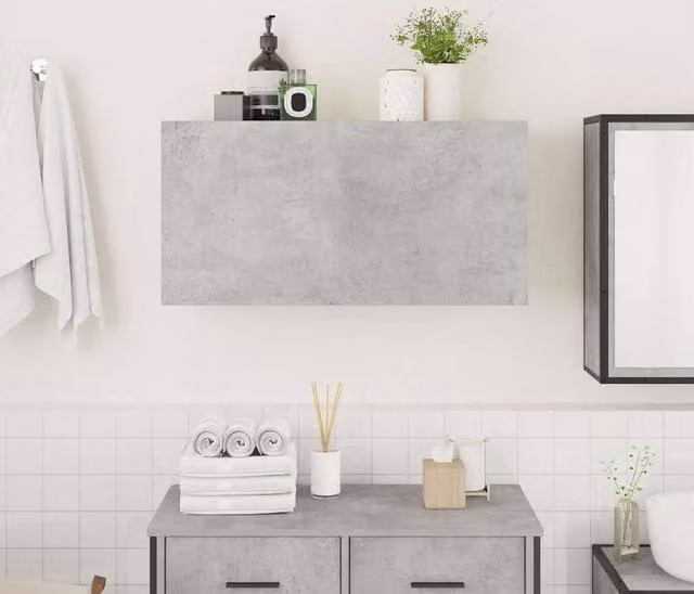 Berkfield Home Decorative Bathroom Wall Cabinet in Concrete Grey, W/D/H: 80 x 25 x 40 cm – 1