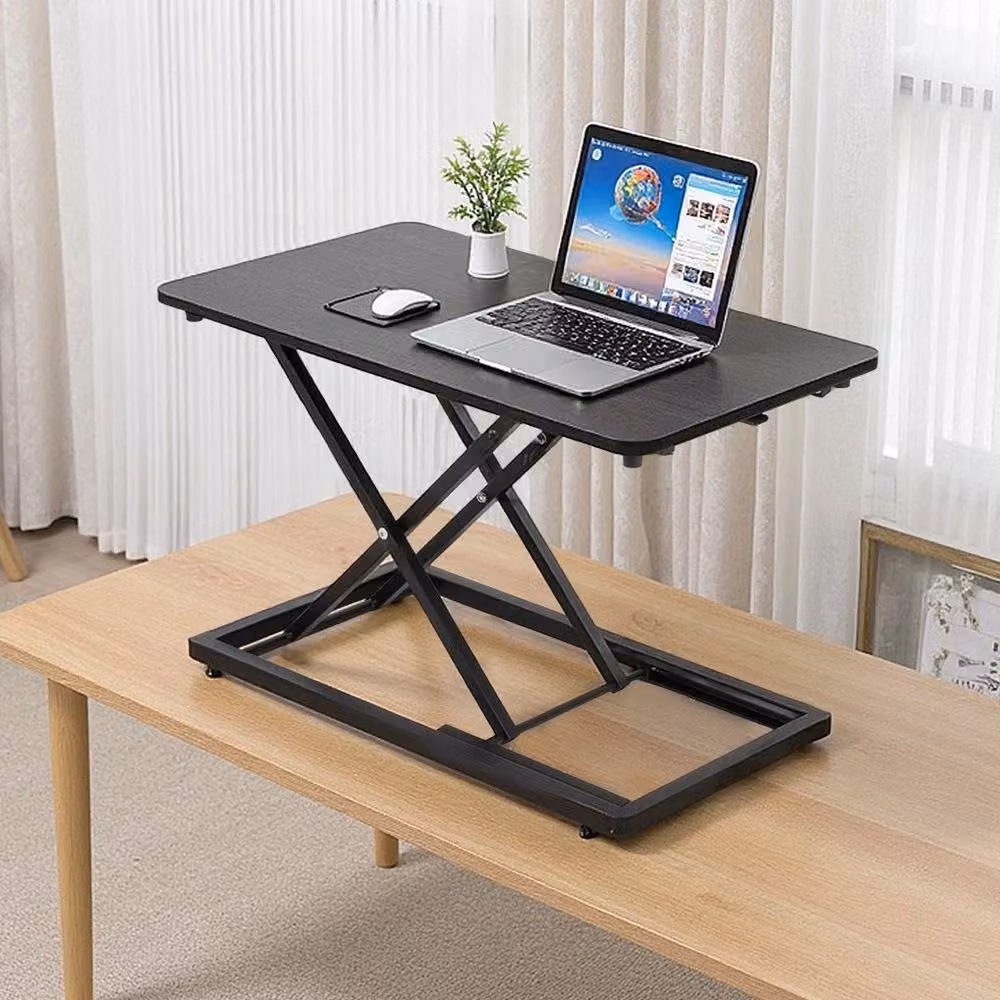 KORVIXA Black Height Adjustable Computer Desk with X-Frame Metal Design, W/D: 100 x 100 cm – 3