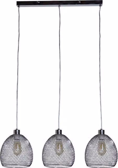 ValueLights Novo 3 Way Brushed Chrome Ceiling Light, Metallic Silver Suspended Dome Pendant – 1