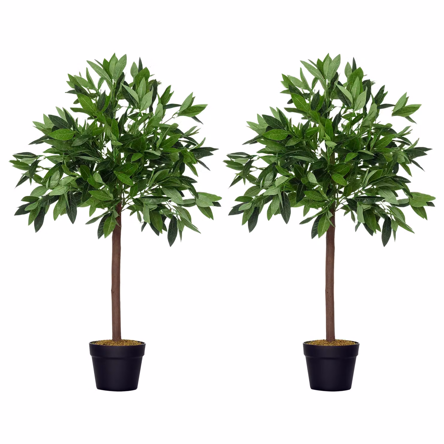 Outsunny Set of 2 Artificial Bay Laurel Topiary Trees in Green, Height: 90 cm – 3