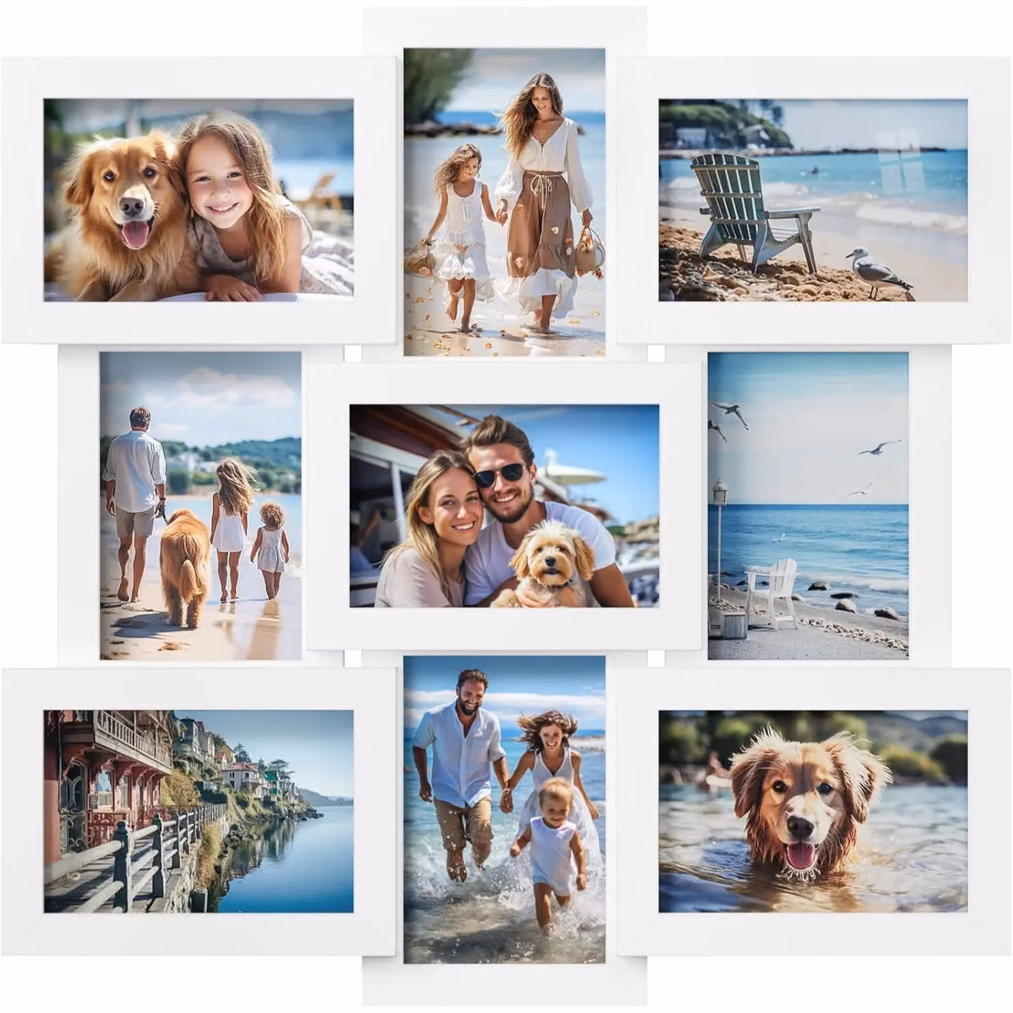 SONGMICS Wall Photo Collage Gallery Set, 9 White Rectangular Picture Frames for 10x15 cm Photos – 2