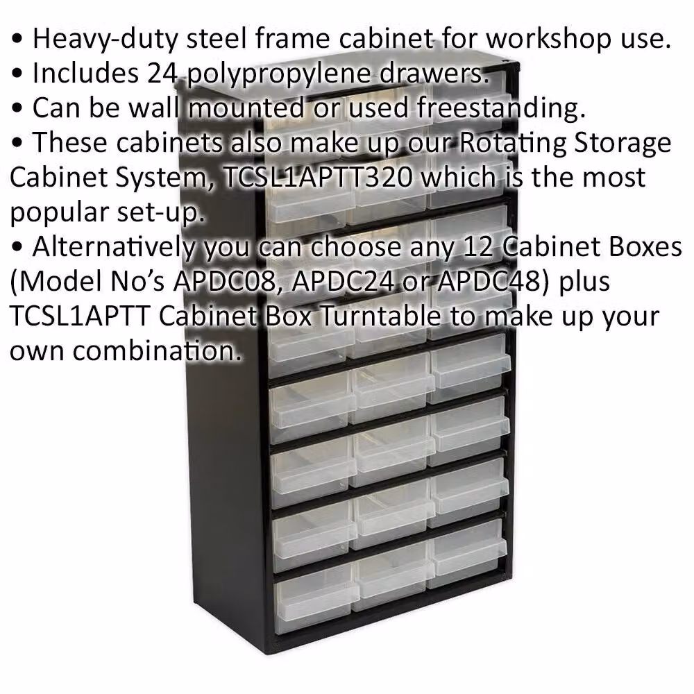 Loops 24 Drawer Parts Cabinet in Black, Wall Mounted or Standing, W/D/H: 30.5 x 15.5 x 55.5 cm – 2