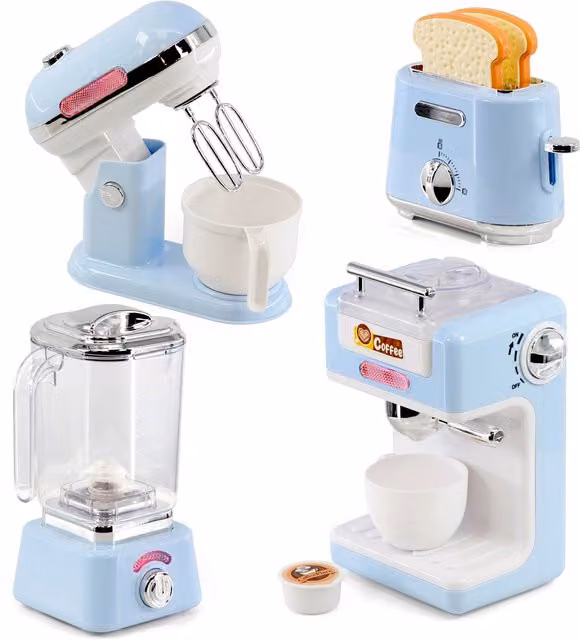 The Magic Toy Shop Toy Kitchen Breakfast Set with Lights and Sounds in Blue
