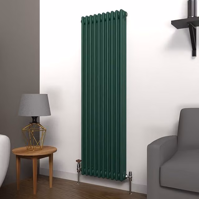 Lux Heat Vertical Coloured Column Radiator in British Racing Green, H 150 cm x W 47 cm