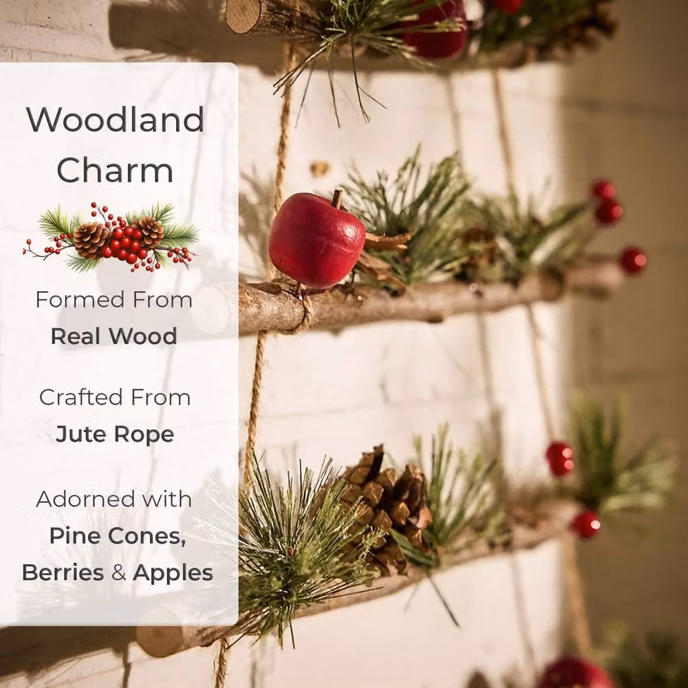 Neo Hygge Wooden Hanging Wall Christmas Tree in Brown, Red and Green – 4