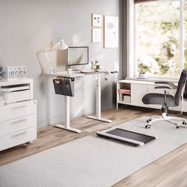 VASAGLE Electric Height Adjustable Standing Desk in White