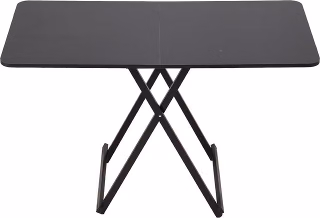 Livingandhome Modern Rectangular Foldable Dining Table with X-shaped Metal Frame in Black