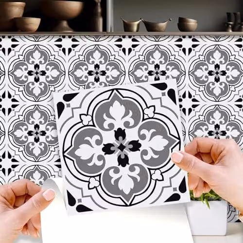 WALPLUS Antique Floral Design Peel and Stick Wall Stickers, 24 Pieces, 15 x 15 cm – 1