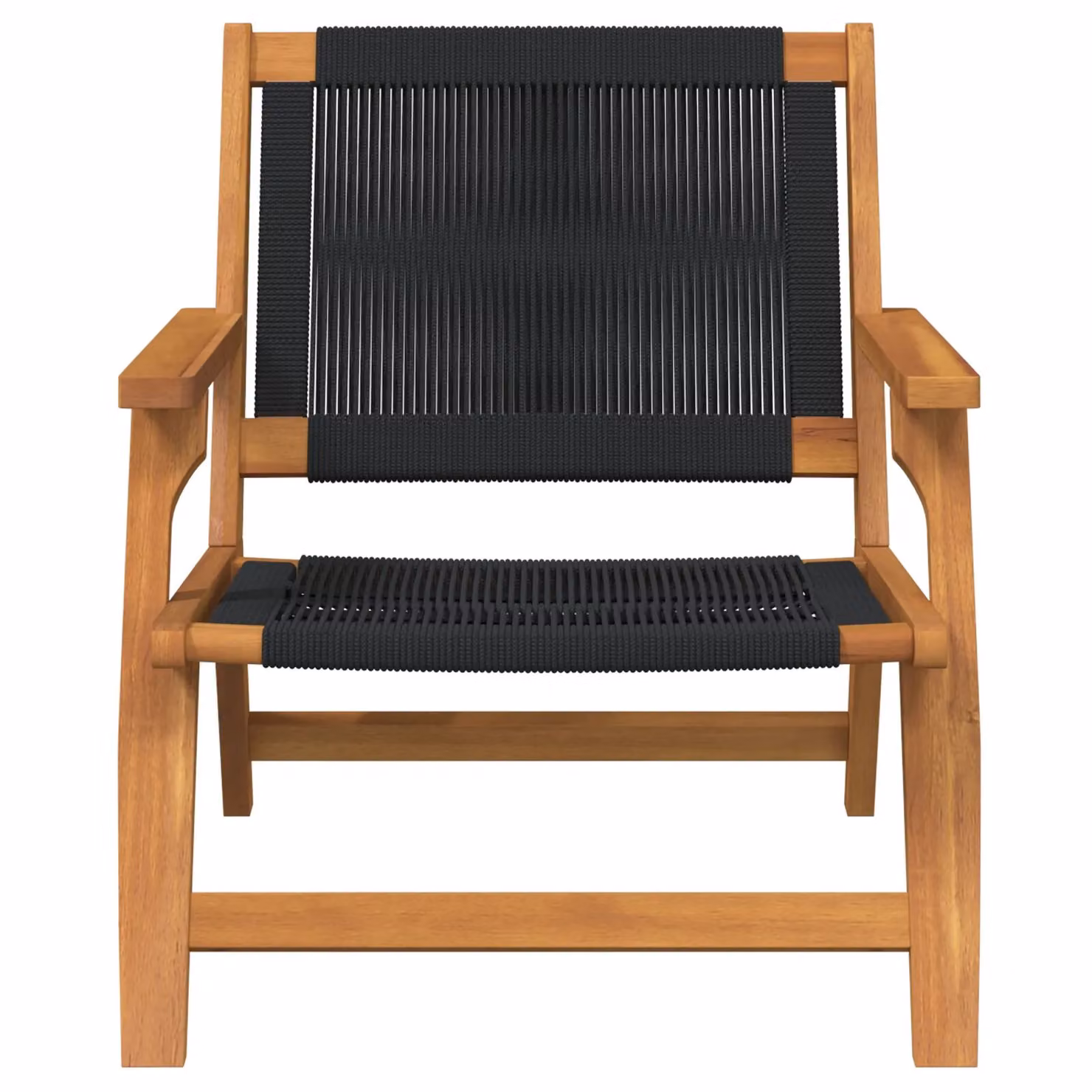 Berkfield Home Set of 2 Modern Garden Chairs in Brown Acacia Wood with Black Textilene Fabric, W/D/H: 67 x 77 x 73 cm – 5