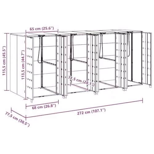vidaXL Wheelie Bin Storage for 4 Bins in Anthracite Steel – 3