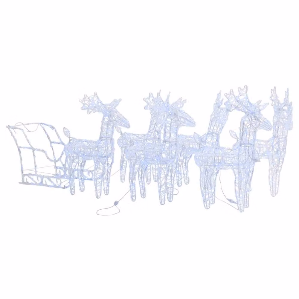 Berkfield Home Reindeers and Sleigh Christmas Decoration with 320 White LEDs – 2