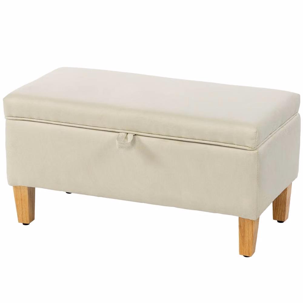 STILVORA Storage Stool with Padded Fabric Seat in Beige – 2