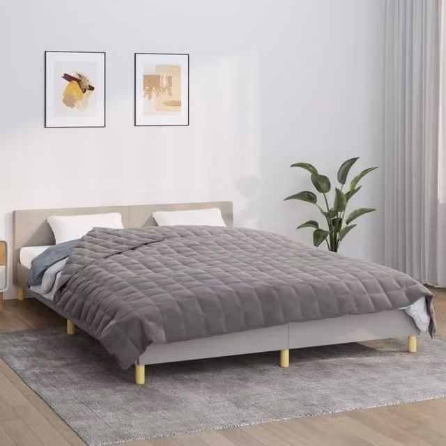 Berkfield Home Grey Weighted Blanket for Adults, W: 220 cm, D: 230 cm, 11 kg