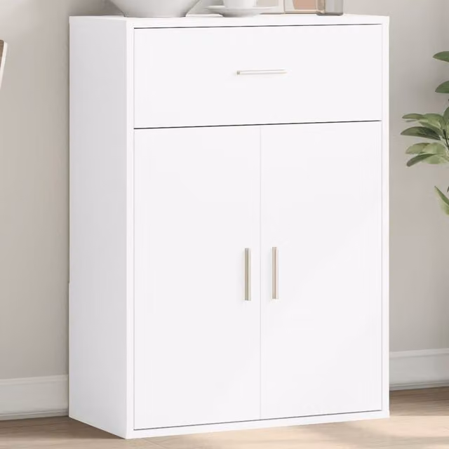 Berkfield Home Modern White Sideboard in Matt MDF, W/D/H: 60 x 30 x 84 cm