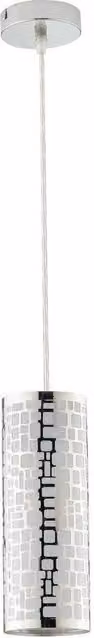 Netlighting MAYA Slim Cylinder Pendant Ceiling Light in Chrome and Grey, W: 10 cm, H: 27 cm