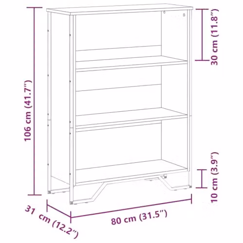 vidaXL Modern Bookcase in Sonoma Oak and Brown, W/D/H: 80 x 31 x 106 cm – 3