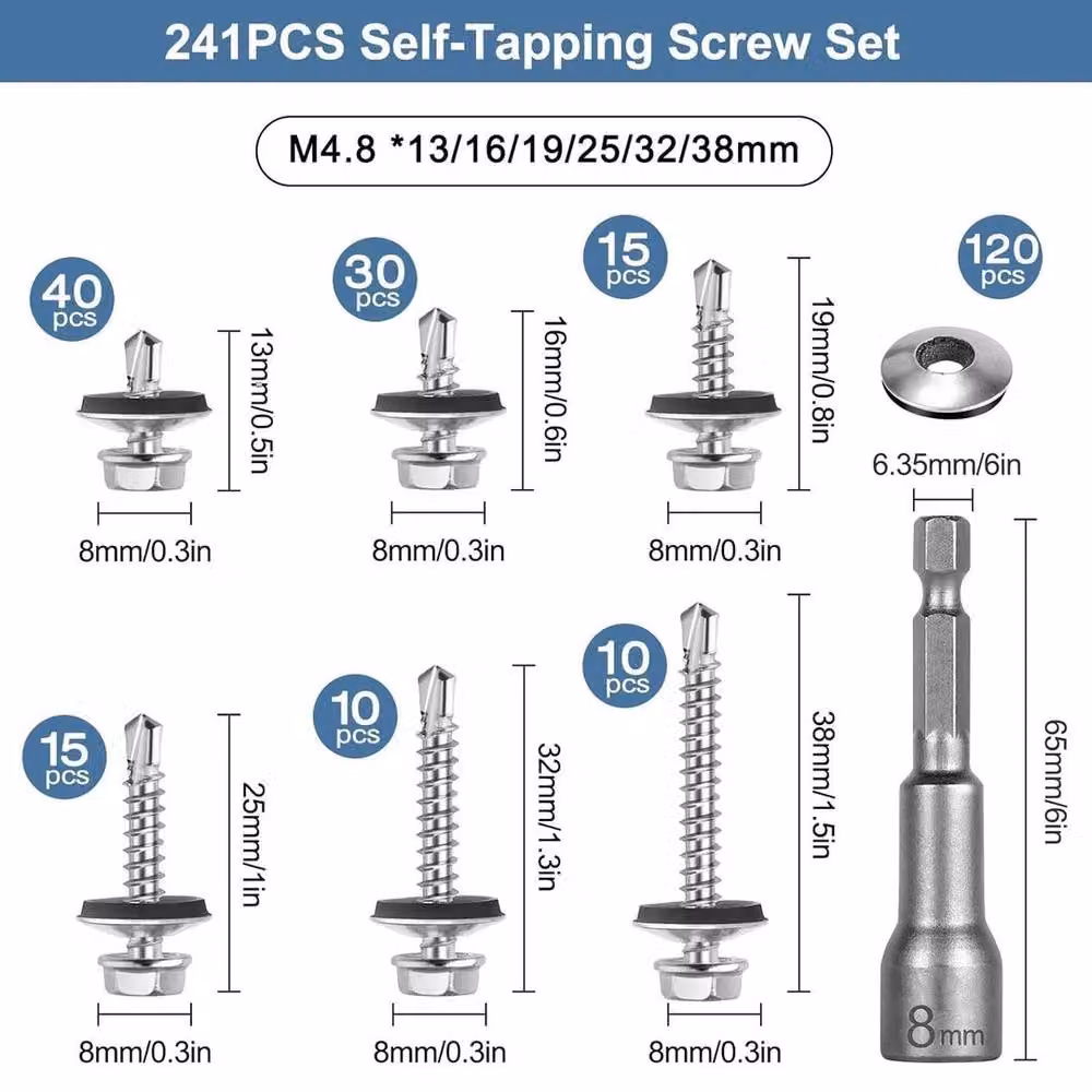 SPETLEK Silver Stainless Steel Self Drilling Hex Screws – 2