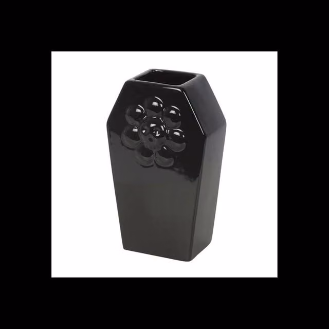 KDMD Gothic Coffin Ceramic Flower Vase in Black for Fresh and Dried Florals