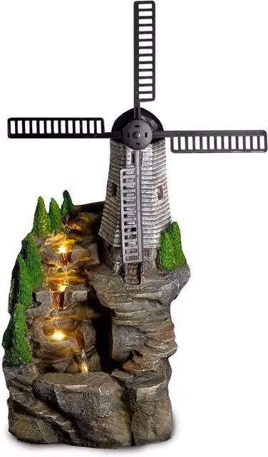 FLAVORA Grey LED Cascade Water Feature for Indoor or Outdoor Use, W/D/H: 41.0 x 29.0 x 71.0 cm – 1