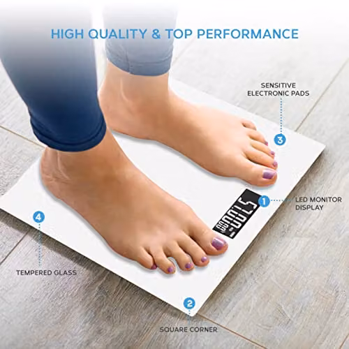Get Fit Digital Bathroom Scales with LCD Display and Auto Shutoff in White – 2