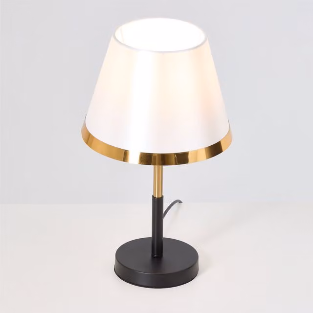 Livingandhome Modern Elegant Table Lamp in Black, White and Gold/Brass