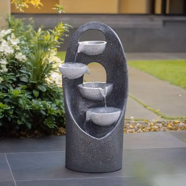Breeins 4 Tier Cascading Resin Water Feature in Grey