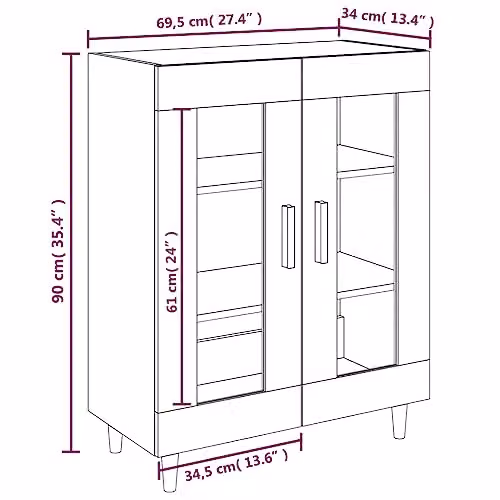 vidaXL Sideboard in Sonoma Oak Brown, W/D/H: 69.5 x 34.0 x 90.0 cm – 3