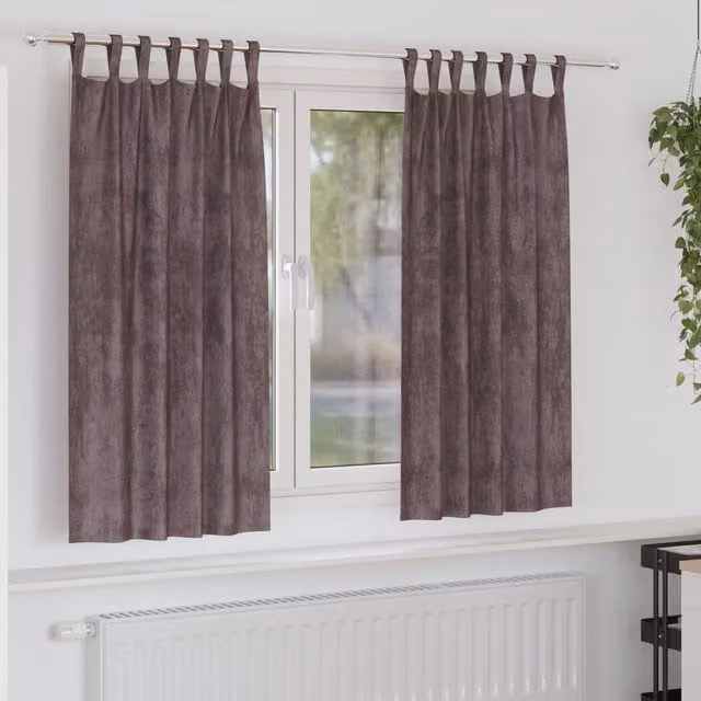 Berkfield Home Brown Velvet Eyelet Curtains, 2 Pack, H 175 cm x W 140 cm