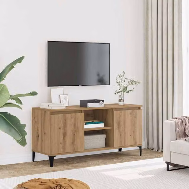 Berkfield Home Artisan Oak TV Cabinet in Brown, W/D/H: 102 x 35 x 50 cm – 1