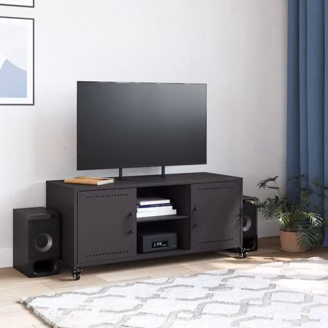 Berkfield Home Industrial Black Metal TV Cabinet W/D/H: 100.5 x 39 x 43.5 cm