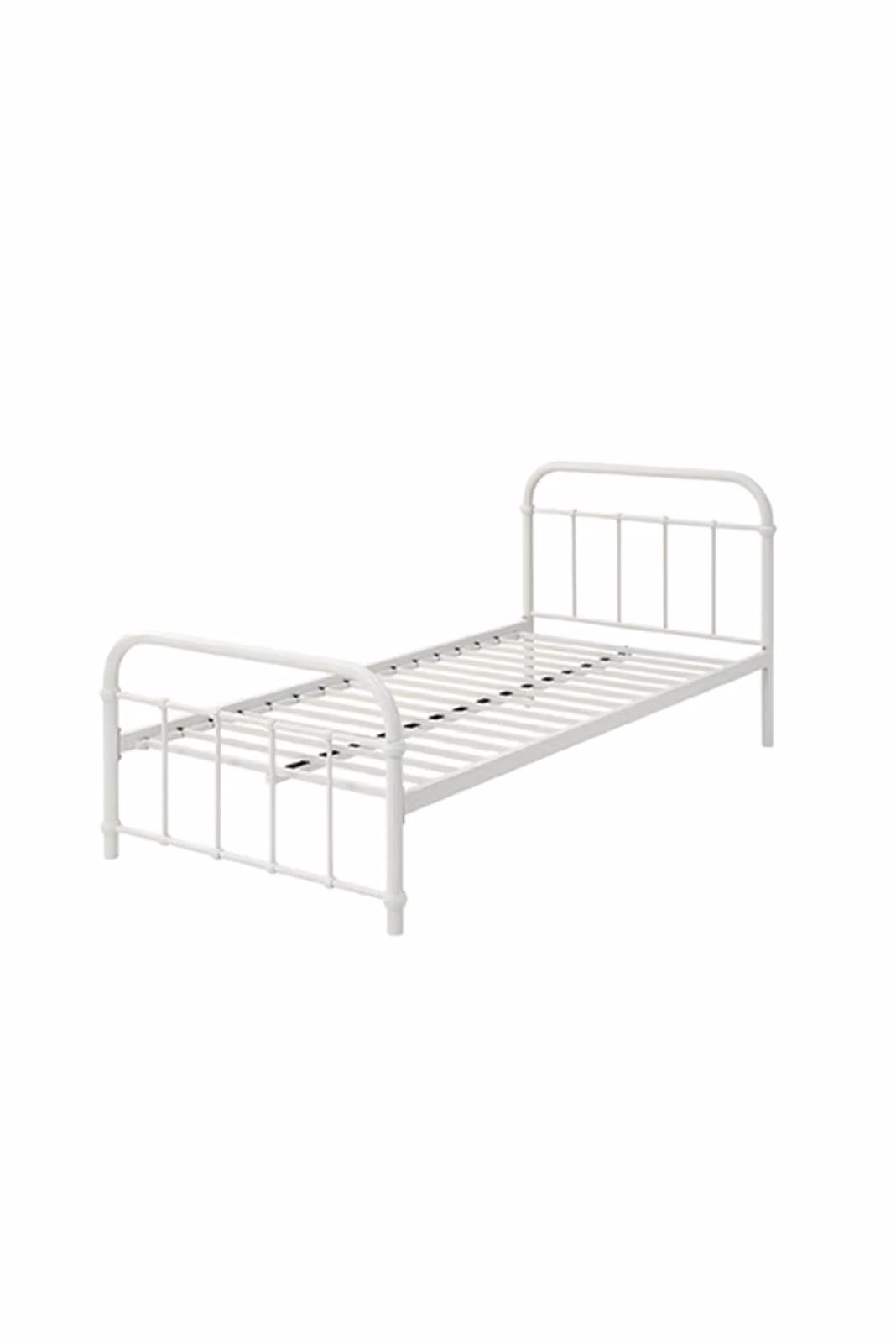 SlumberWorx Tewin Vintage Hospital Style Metal Bed Frame and 25cm Deep Pocket Memory Foam Hybrid Mattress in White, W/D/H: 90 x 190 cm – 5