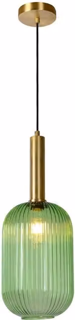 Lucide MALOTO Retro Dimmable Adjustable Pendant Light, Green and Gold/Brass, W/D/H: 40 x 40 x 150 cm