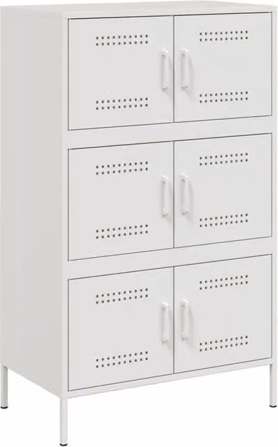 Berkfield Home White Steel Highboard W/D/H: 68 x 39 x 113 cm